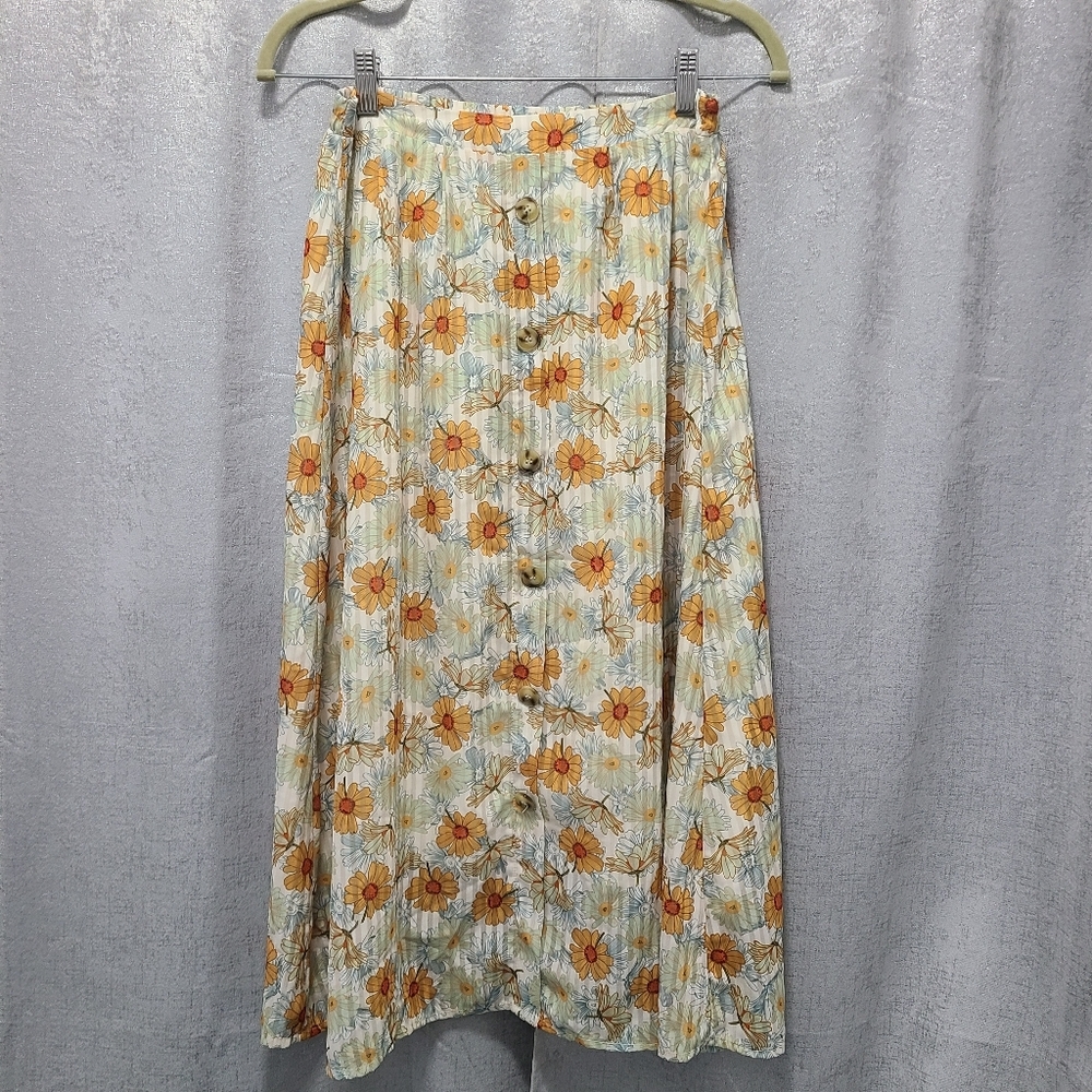 Hayden A-Line Midi Floral Skirt Casual‎ Resort Wear Sz M Lined